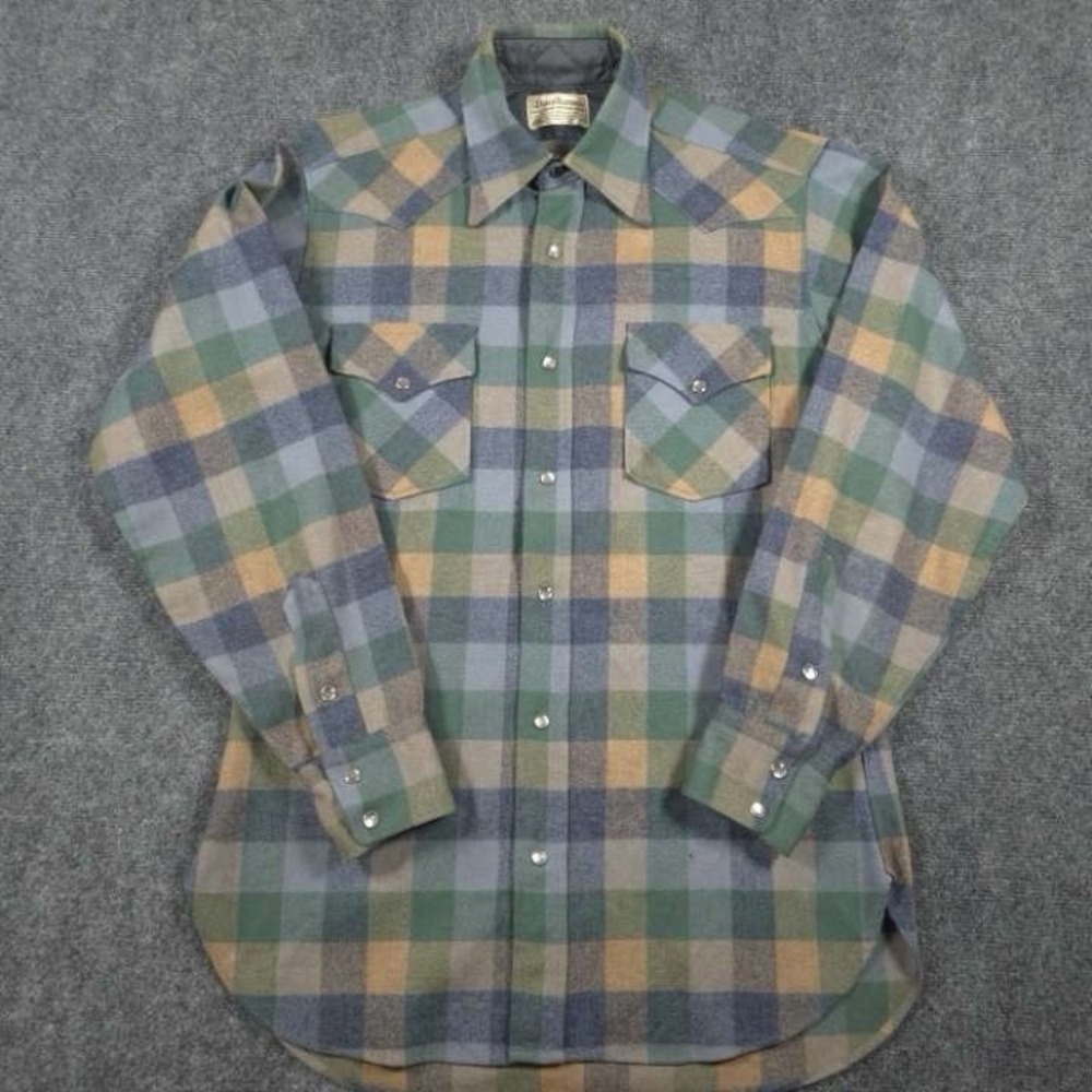 VTG 70s Pendleton High Grade Western Wear Shirt Mens M Pearl Snap Wool READ - Picture 2 of 12